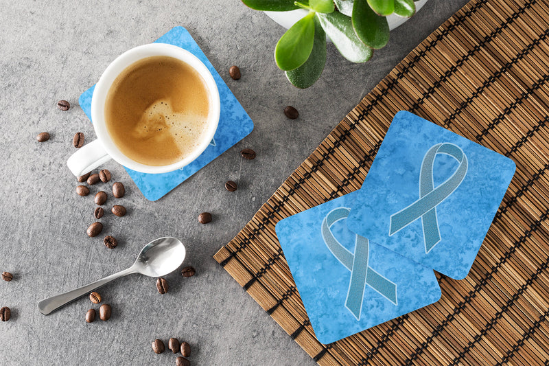 Blue Ribbon for Prostate Cancer Awareness Coasters - Set of 4 Lightweight Foam, Absorbent Drink Coasters AN1206FC