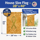 Gold Ribbon for Childhood Cancers Awareness House Flag 28x40 Porch Sleeve Pole Decorative Outside Yard Banner Artwork Wall Hanging, Polyester