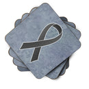 Black Ribbon for Melanoma Cancer Awareness Coasters - Set of 4 Lightweight Foam, Absorbent Drink Coasters AN1216FC