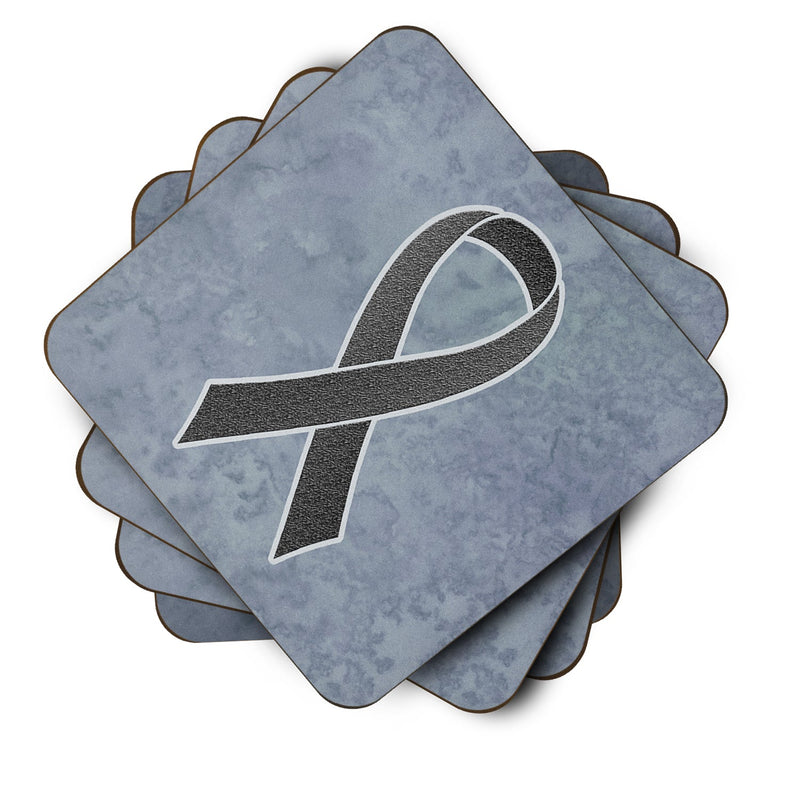 Set of 4 Black Ribbon for Melanoma Cancer Awareness Foam Coasters AN1216FC