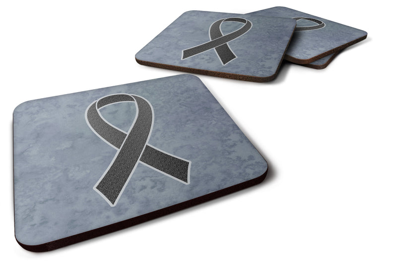 Set of 4 Black Ribbon for Melanoma Cancer Awareness Foam Coasters AN1216FC