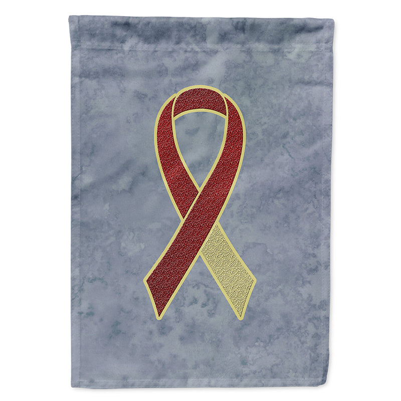 Burgundy and Ivory Ribbon for Head and Neck Cancer Awareness Flag Canvas House Size AN1218CHF