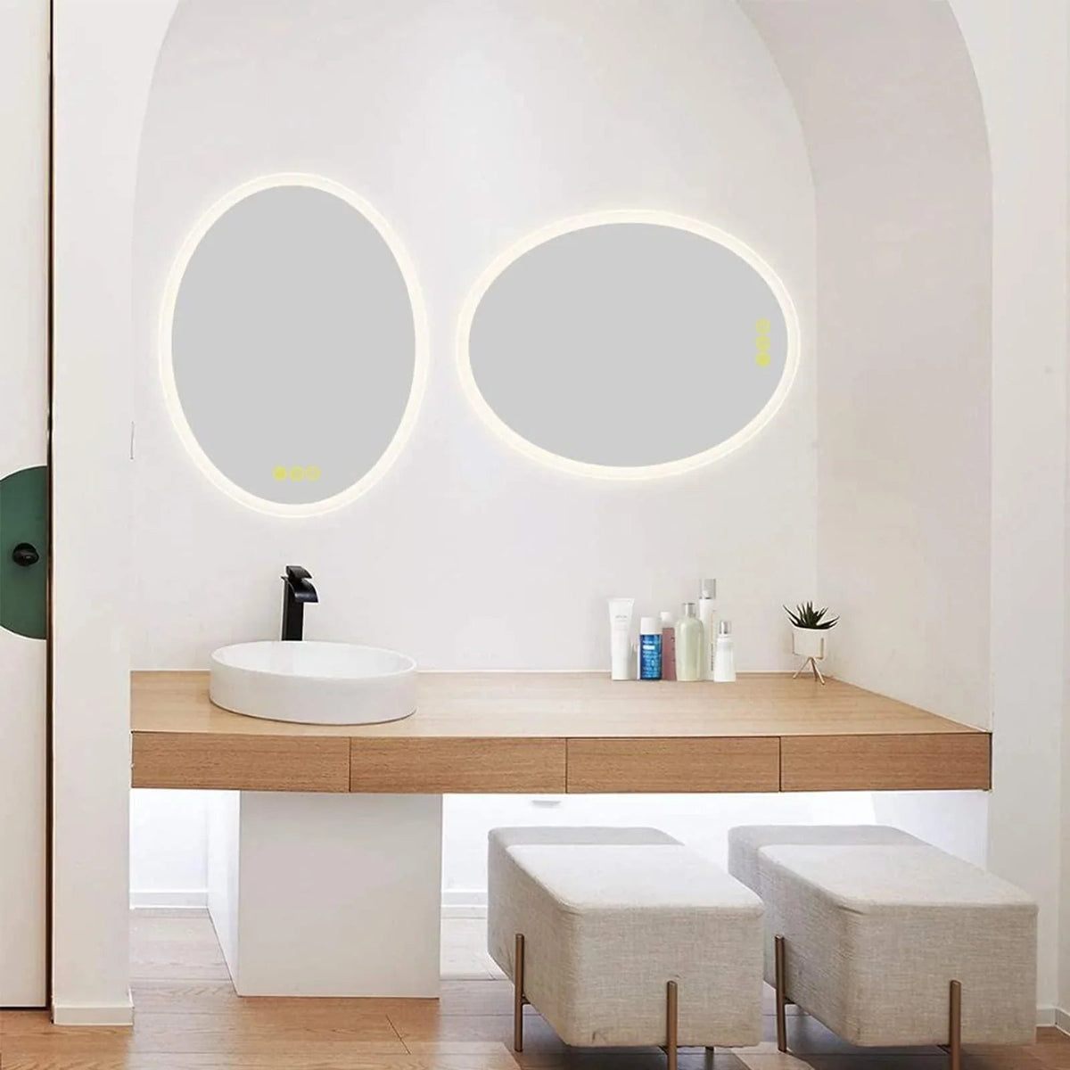 LuminaMirror Oval Frameless LED Anti-Fog Dimmable Bathroom Vanity Mirror, photo 11 of 14