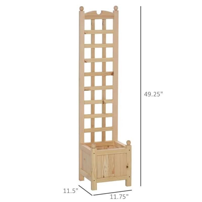Solid Fir Wood Raised Garden Bed Planter Box with Trellis, photo 5 of 5