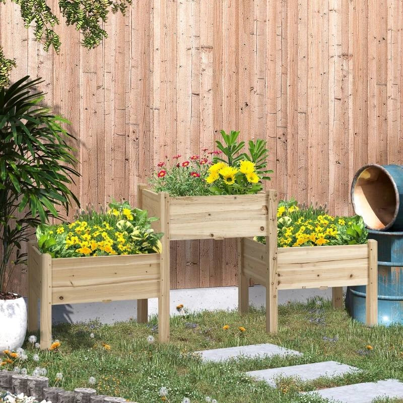 FarmHouse 3 Wooden Elevated Planter Raised Garden Beds, photo 2 of 5