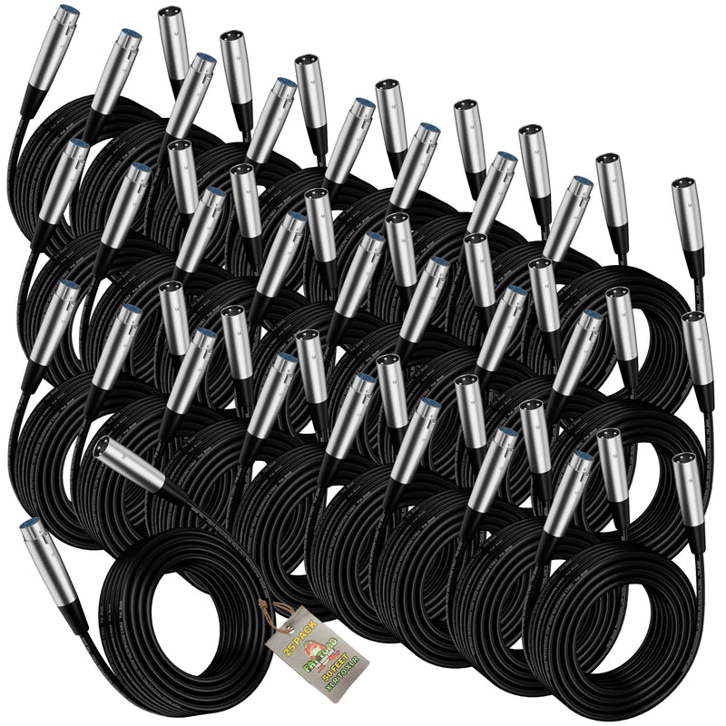 24 PACK - FAT TOAD XLR Mic Wires | 20ft Professional Pro Audio Green Microphone Cord Extension Patch with Lo-Z Connector | 24 AWG Shielded Cables & Balanced for DMX Music Recording Studio Mixer Gear