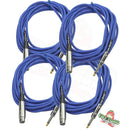 XLR Female to 1/4" Male Jack Microphone Cables (4 Pack) by FAT TOAD | 20ft Pro Audio Blue Mic Cord Extension Patch Lo-Z Connector | 24 AWG Shielded Speaker Wire & Balanced for Studio Audio Recording by GeekStands.com