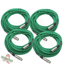 XLR Microphone Cables (4 Pack) by FAT TOAD - 50ft Professional Pro Audio Green Mic Cord Extension Patch with Lo-Z Connector - 24 AWG Shielded Wire