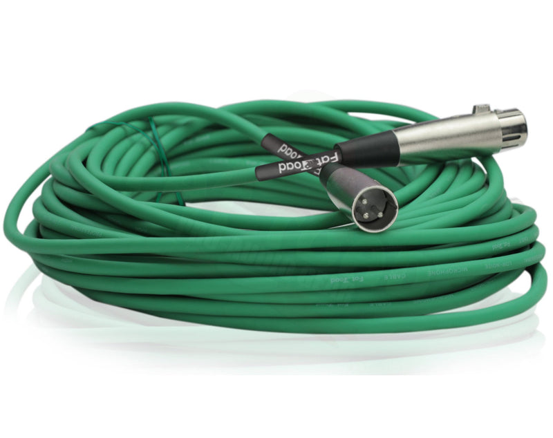 XLR Microphone Cables (2 Pack) by FAT TOAD | 50ft Pro Audio Green Mic Cord Patch Extension & Male to Female Lo-Z Connector | 24 AWG Shielded Wire & Balanced for Speakers, Recording Studio Mixer Gear