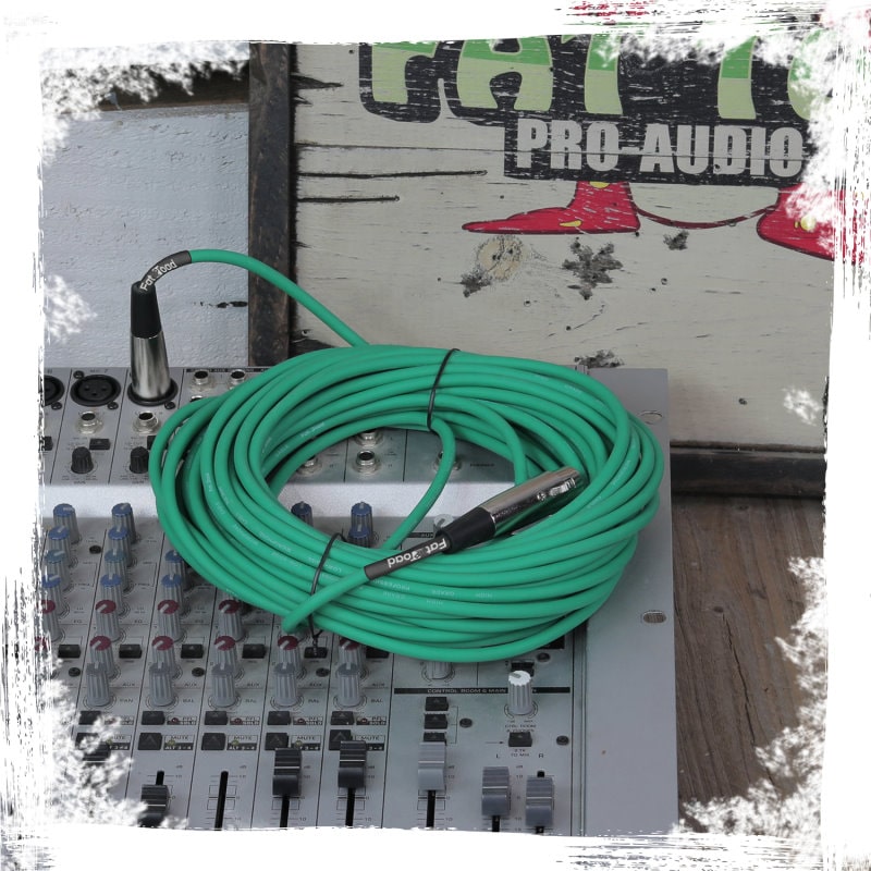 XLR Microphone Cables (2 Pack) by FAT TOAD | 50ft Pro Audio Green Mic Cord Patch Extension & Male to Female Lo-Z Connector | 24 AWG Shielded Wire & Balanced for Speakers, Recording Studio Mixer Gear