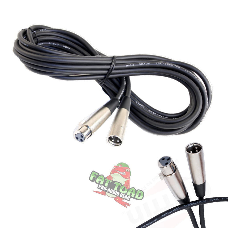 XLR Microphone Cable by FAT TOAD - 20ft Professional Pro Audio Mic Cord Extension Patch with Male to Female Lo-Z Connector - 24 AWG Wire & Balanced