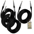 Guitar Cables (4 Pack) Instrument Cord by FAT TOAD | 24 AWG Patch Conductor for Electric or Acoustic Guitar, Bass, Amps, Keyboards & Pro-Audio DJ Recording Studio PA | 20FT 1/4 Inch Straight-End Wires