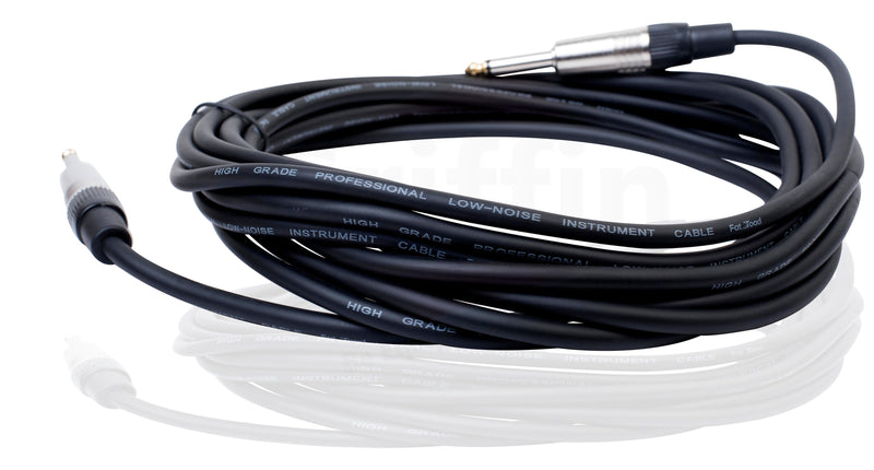 Guitar Cables (10 Pack) Instrument Cord by FAT TOAD | 24 AWG Patch Conductor for Electric Guitar, Bass, Amplifier, Speaker, Keyboard & Recording Studio | Shielded 20FT 1/4 Inch Gold Straight-End Wires
