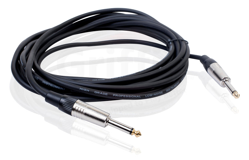 Guitar Cables (10 Pack) Instrument Cord by FAT TOAD | 24 AWG Patch Conductor for Electric Guitar, Bass, Amplifier, Speaker, Keyboard & Recording Studio | Shielded 20FT 1/4 Inch Gold Straight-End Wires