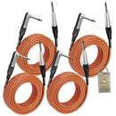 Guitar Cords (4 Pack) Right Angle Instrument Cable by FAT TOAD | 20FT 1/4 Inch Straight-End Wires for Electric Guitar, Bass, Keyboards & Music Sound Recording Studio | Shielded 24 AWG Patch Conductor