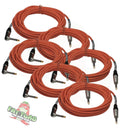 Guitar Cables (6 Pack) Right Angled Instrument Cord by FAT TOAD - 20FT 1/4 Quarter Inch Straight-End 20 GA Wires for Electric Guitar Pedal, Keyboards