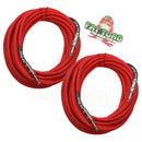 1/4" to 1/4 Male Jack Speaker Cables (2 Pack) by FAT TOAD - 25ft Professional Pro Audio Red DJ Speakers PA Patch Cords - Quarter Inch 12 AWG Wire