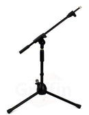 Low-Profile Microphone Stand (2 PACK) by GRIFFIN - Short Tripod Mic Stand Mount with Boom Arm for Kick Bass Drum, Studio Desktop Recording, Singing & Guitar Amplifiers - Small Height Telescoping Holder