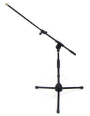 Low-Profile Microphone Stand (2 PACK) by GRIFFIN - Short Tripod Mic Stand Mount with Boom Arm for Kick Bass Drum, Studio Desktop Recording, Singing & Guitar Amplifiers - Small Height Telescoping Holder