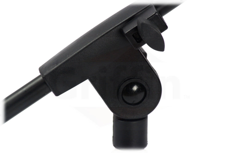 2 PACK- Low Profile Microphone Stand by GRIFFIN | Short Tripod Mic Stand Mount with Boom Arm for Kick Bass Drum, Studio Desktop Recording, Singing & Guitar Amplifiers | Small Height Telescoping Holder