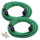 Speakon to Speakon Cables (2 Pack) by FAT TOAD - 25ft Professional DJ Pro Audio Green Speaker PA Cord w/ Twist Lock Connector - 12 AWG Wire for Studio
