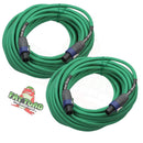 Speakon to Speakon Cables (2 Pack) by FAT TOAD - 50ft Professional Pro Audio Green Speaker PA Cord with Twist Lock Connector - 12 AWG Wire for Studio