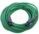 Speakon to Speakon Cable by FAT TOAD - 50ft Professional 12GA Pro Audio Green Speaker PA Cord w/ Twist Lock Connector - 12 AWG Wire for Music Studio