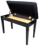 Premium Antique Black Piano Bench By Griffin - Solid Wood Frame & Luxurious, Comfortable PU Leather Padded Duet Double Seat Ergonomic Keyboard Stool With Storage Space, Durable & Sturdy, Vintage Design by GeekStands.com
