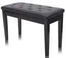 Premium Antique Black Piano Bench By Griffin - Solid Wood Frame & Luxurious, Comfortable PU Leather Padded Duet Double Seat Ergonomic Keyboard Stool With Storage Space, Durable & Sturdy, Vintage Design by GeekStands.com