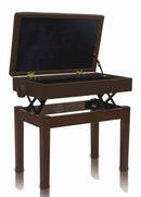 Adjustable Piano Brown PU Leather Bench by GRIFFIN - Vintage Stylish Design, Heavy-Duty & Ergonomic Keyboard Stool - Comfortable Seat & Hidden Storage