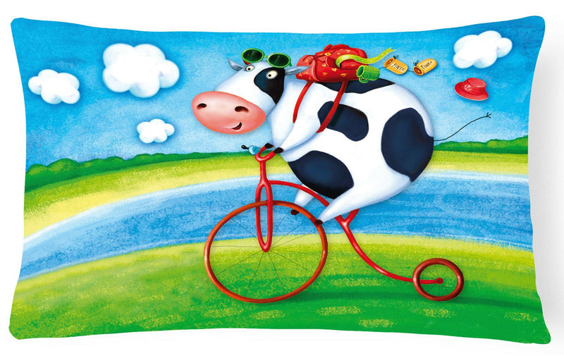 Cow riding Bicycle Fabric Decorative Pillow APH0076PW1216