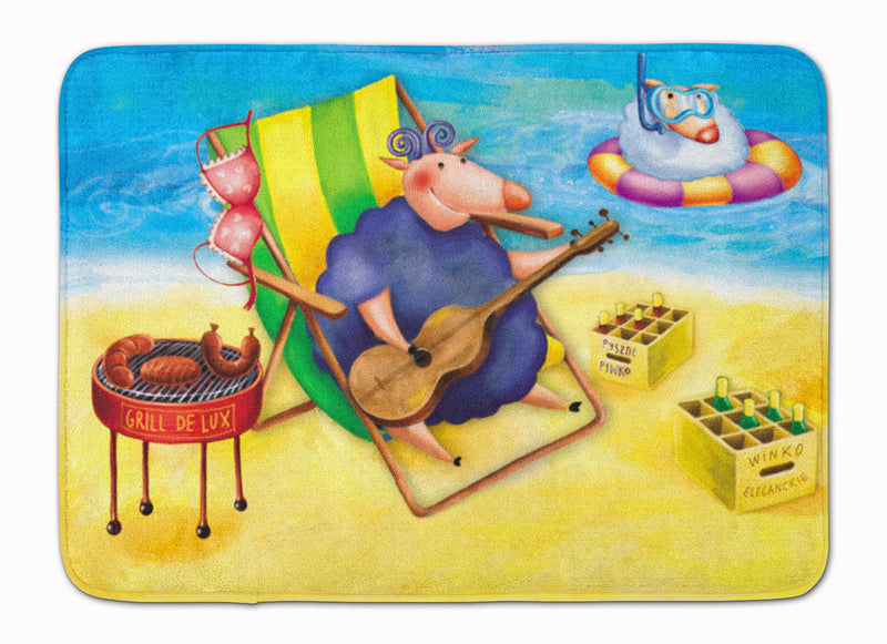 Pig Sunbathing on the Beach Machine Washable Memory Foam Mat APH0079RUG