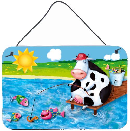 Cow Fishing off of a Pier Wall or Door Hanging Prints APH0085DS812