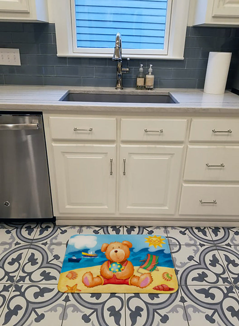 Teddy Bear on the Beach Machine Washable Memory Foam Mat APH0088RUG