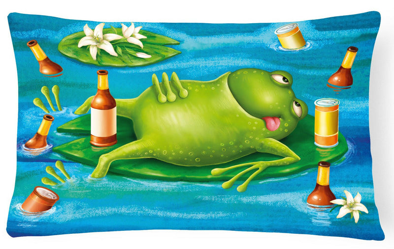 Frog Drinking Beer Fabric Decorative Pillow APH0093PW1216