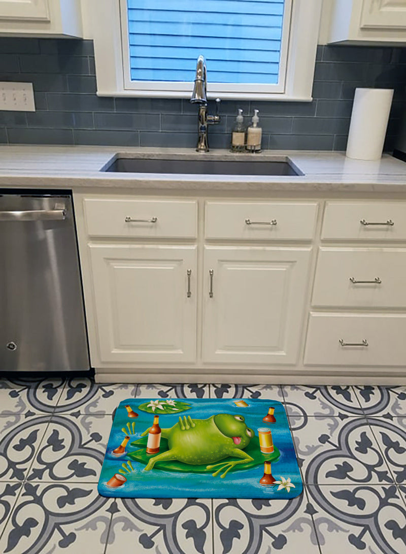 Frog Drinking Beer Machine Washable Memory Foam Mat APH0093RUG