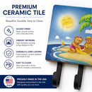 Bears Playing at the Beach Leash or Key Holder Wall Hooks, Coat Rack Wall Mount, for Hanging Keys, Towels, Aprons, Leashes