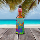 Teddy Bear Mermaid and Diver Slim Can Hugger , Insulated Foam Hugger for 12 oz Slim Cans, Beer Bottles & Water Bottles, Printed in USA