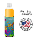Teddy Bear Mermaid and Diver Slim Can Hugger , Insulated Foam Hugger for 12 oz Slim Cans, Beer Bottles & Water Bottles, Printed in USA