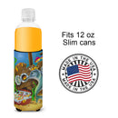 Dolphins Treasure Chest Slim Can Hugger , Insulated Foam Hugger for 12 oz Slim Cans, Beer Bottles & Water Bottles, Printed in USA
