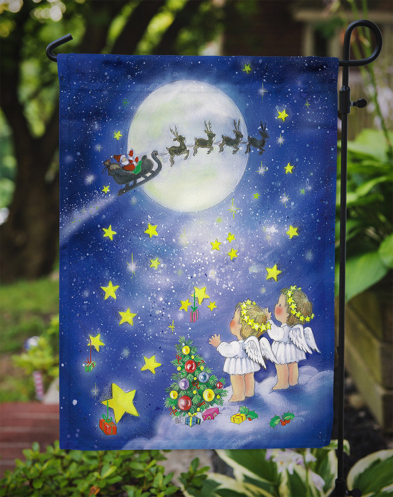 Angels watching Santa Claus Garden Flag – Decorative Outdoor Yard Flag APH0690GF