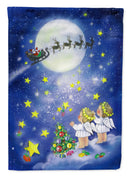 Angels watching Santa Claus Garden Flag – Decorative Outdoor Yard Flag APH0690GF
