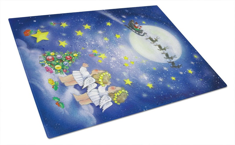 Angels watching Santa Claus Glass Cutting Boards – Durable, Decorative Kitchen Art Large APH0690LCB