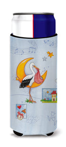 Expecting Stork bringing Baby Slim Can Hugger , Insulated Foam Hugger for 12 oz Slim Cans, Beer Bottles & Water Bottles, Printed in USA