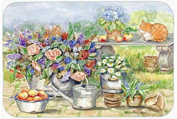 Patio Bouquet and Cat Glass Cutting Boards – Durable, Decorative Kitchen Art Large APH3567LCB