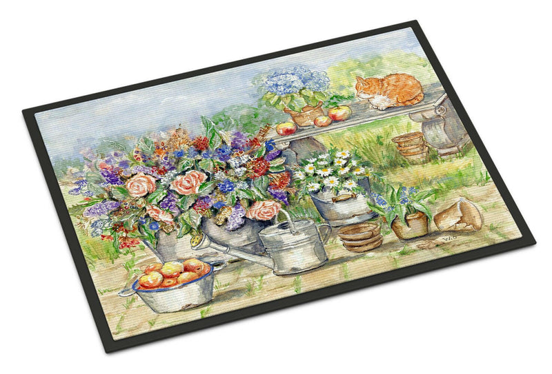 Patio Bouquet and Cat Indoor or Outdoor Mat 18x27 APH3567MAT