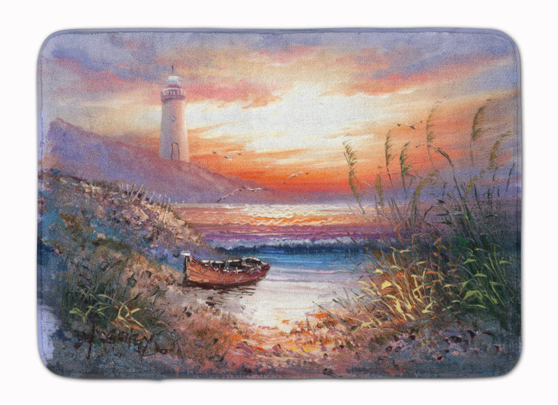 Lighthouse Scene with Boat Machine Washable Memory Foam Mat APH4130RUG