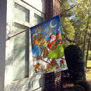 Christmas Santa taking Off House Flag 28x40 Porch Sleeve Pole Decorative Outside Yard Banner Artwork Wall Hanging, Polyester