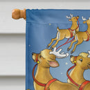 Christmas Santa taking Off House Flag 28x40 Porch Sleeve Pole Decorative Outside Yard Banner Artwork Wall Hanging, Polyester