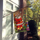 Christmas Santa by the Tree House Flag 28x40 Porch Sleeve Pole Decorative Outside Yard Banner Artwork Wall Hanging, Polyester